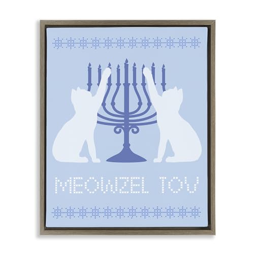 Meowzel Tov Hanukkah Cat, 25 x 31 Inch Canvas in Floater Frame
