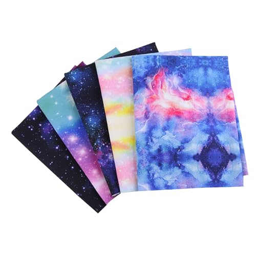 Juego De Tela Galaxy Starry Sky - 5 Piezas De Tela Para Acolchar De Algodón, Cuadrados Precortados De 25x25 Cm Y 50x50 Cm | Paquete De Tel De Cielo Nocturno Con Tema Espacial, Material De Costura De