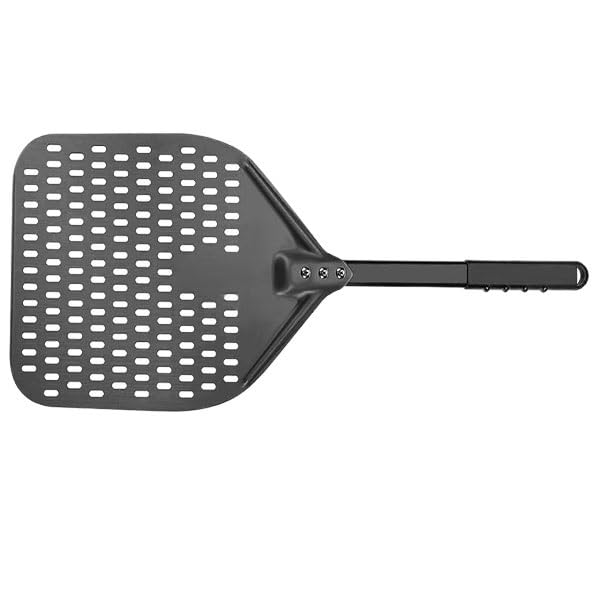 Pelle Pizza Pelle à pizza perforée de 12 pouces en aluminium anodisé dur avec pelle et poignée(4pcs Black Set)