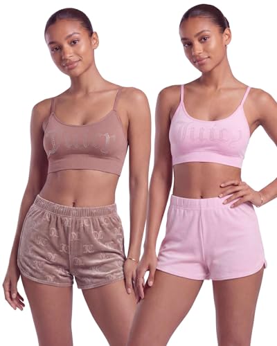 Image of Juicy Couture Women's 2-Pack Sleep and Lounge Velvet Fleece Dolphin Shorts