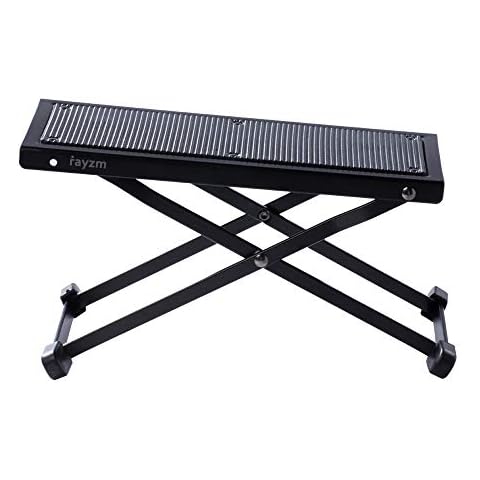 Rayzm Guitar Footrest with Anti-Slip Rubber Pad, Foldable Metal Guitar Footstool for Classical/Acoustic/Electric Guitar, Height Adjustable, Super Sturdy & Durable Cover
