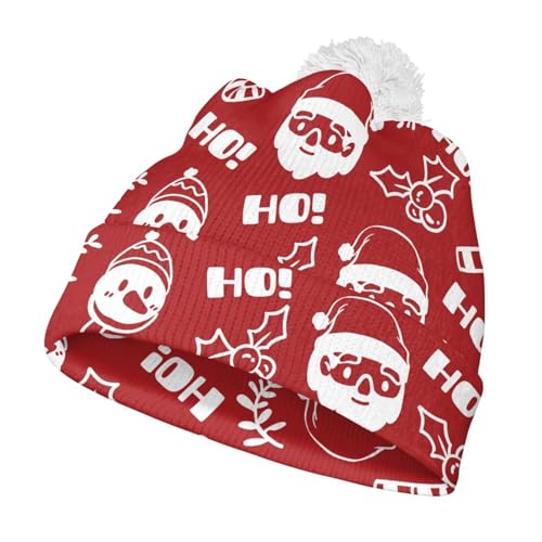 Babrukda Girls Knit Beanies Christmas Skull Cap with Pompom Beanie Hat for Home Outdoor Winter Warm Knitted Headwear