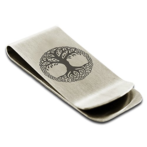 Stainless Steel Yggdrasil Great Tree of Life Viking Norse Symbol Money Clip Credit Card Holder