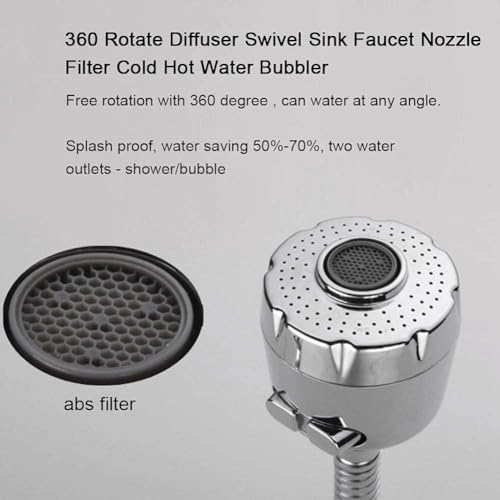 Image of Styxon Kitchen Tap Extender - 360 Rotating Faucet Extension for Kitchen Sink & Basin | Adjustable Water Flow & Easy Install With Hose And Universal Connector, 2 Mode, 19 X 4.9 X 2.2 CM, Silver