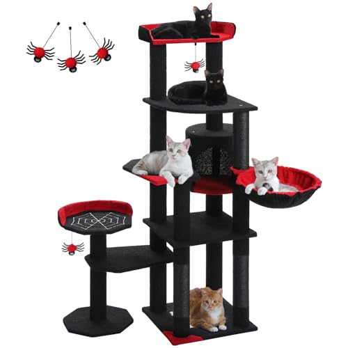 Árbol para gatos gótico MUTTROS 59" con cama ataúd