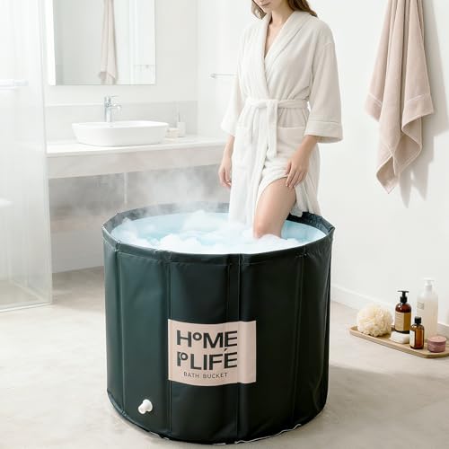 Faltbare Badewanne für Dusche, Freistehende Badewanne für Heißes Bad und Eisbad, Eisbadewanne für Erwachsene (80 x 65 cm)