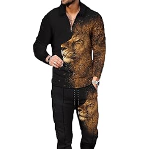 BURWOF Men’s Polo Track Suit Sets Long Sleeve Mens Outfits 2 Piece Fashion Sweatsuit Comfy Casual Set for Men
