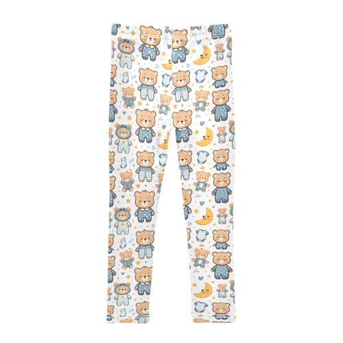 Sleeping Teddy Bear Girls Leggings Kids Yoga Pants Athletic Tights Pants 4-10 Years2