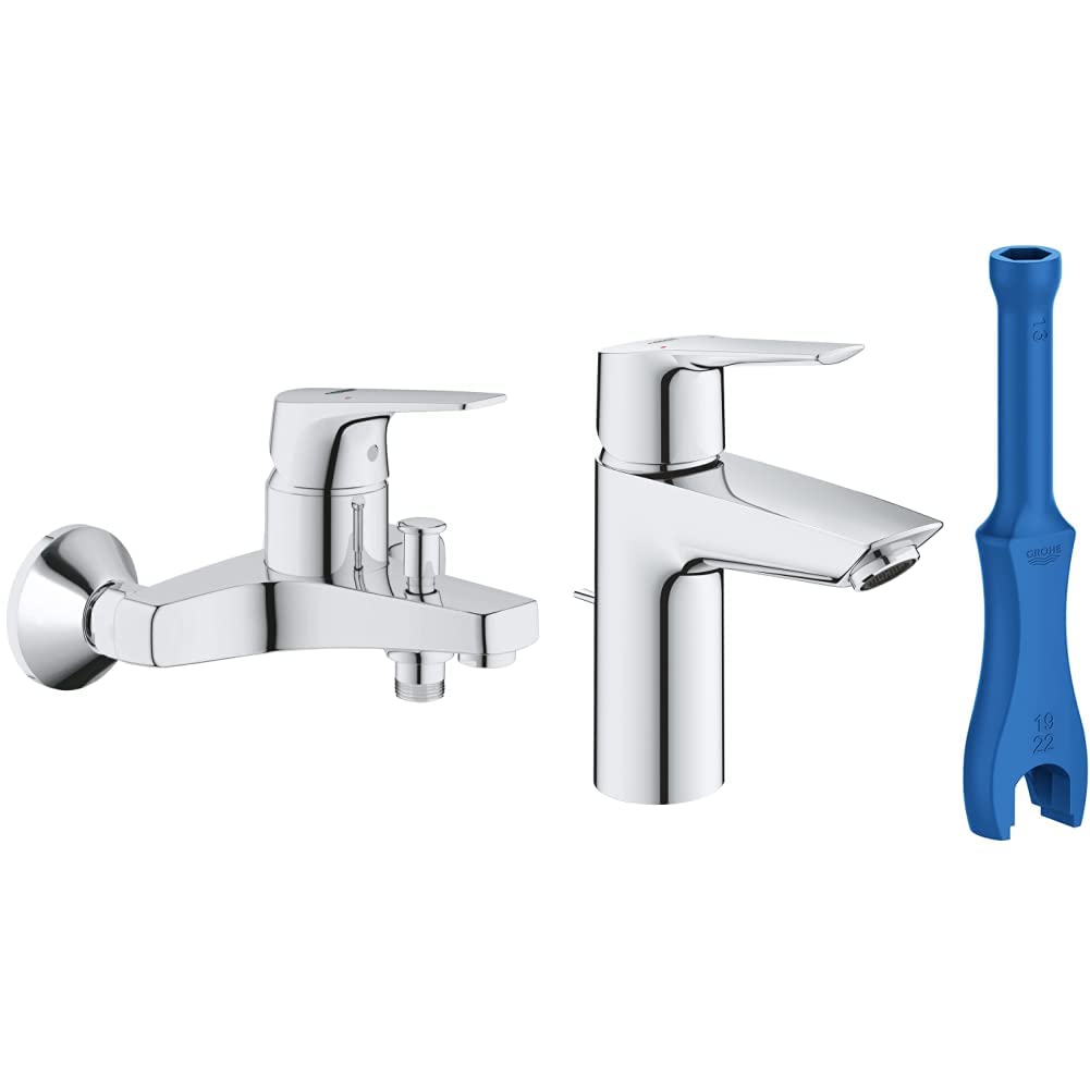 Robinet de salle de bains lavabo et mitigeur monocommande Bain Douche GROHE QuickFix Start Flow mural
