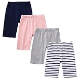 GLASH Kids Girls Athletic Shorts 4-Pack Bike and Dance Shorts, Stripe, Size 8 Medium