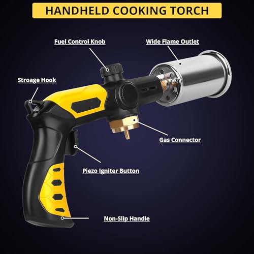 Image of Powerful Cooking Torch, TBTEEK Sous Vide Propane Torch, Kitchen Culinary Grilling Torch Lighter for Searing Meat, Charcoal Lighter, BBQ and Campfire Starter (Tank Not Included)