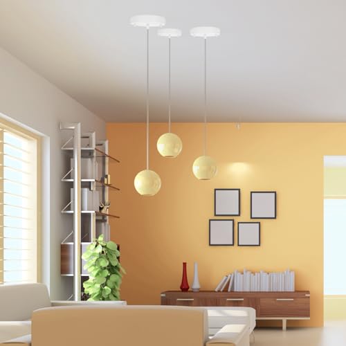 Image of Sangle Sopffy Pendant Light Canopy Kit, 5 1 /8 Inches Ceiling Lighting Canopy Kit with All Mounting Hardware Modern Chandelier Ceiling Plate Cover for Pendant Lighting Fixtures (white-2pc, 4.7inch)
