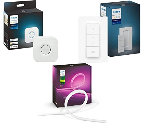 Philips Hue Bridge White & Color Ambiance Outdoor Lightstrip (2 m), dimmbarer LED Streifen für das Hue Lichtsystem mit 16 Mio. Farben, smarte Lichtsteuerung über Sprache oder App