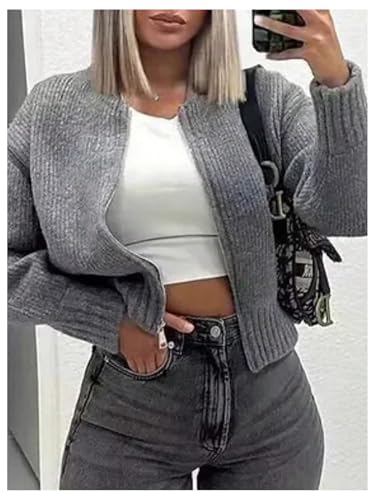 GORGLITTER Women's Knitted Zip Up Sweater Cardigan Fall Trendy Long Sleeve Sweaters Jacket Fashion Outfits 20243