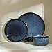 Stone Lain Eden 4-Piece Dinner Plate Set Stoneware, Dark Blue