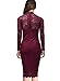 MIUSOL Women's Classicial Floral Lace Long Sleeve Slim Formal Mini Dress Wine Small, Wine, Small
