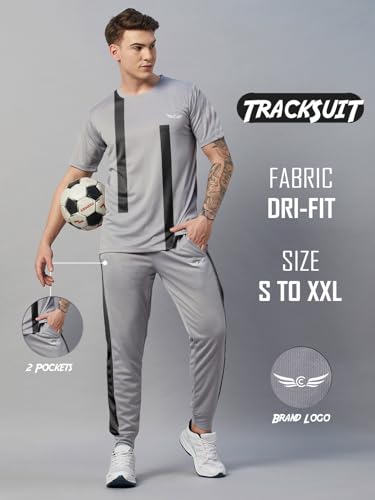 Image of Chrome & Coral MEN COLORBLOCK POLYESTER TRACKSUIT CH Set5060
