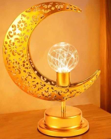 OLEEK Ramadan Decorations Moon lamp - Ramadan Lights for Table - Ramadan Decorations for Home 2026 - Ramadan Gifts for Kids Ramadan Lanterns - Ramadan Decor Moon and Star Lamp - Crescent Moon lamp