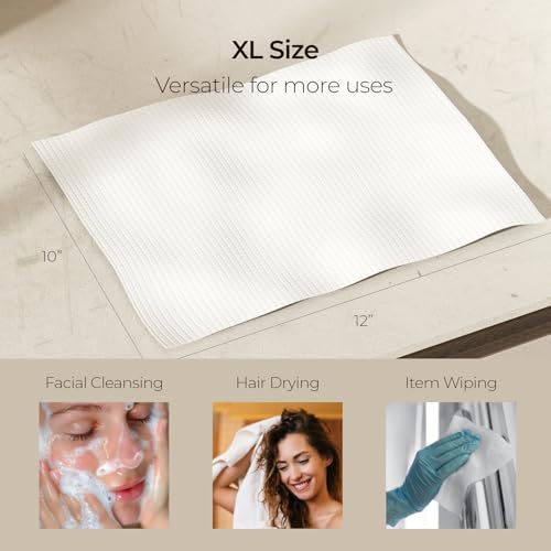 Wealone Caixa de bambu com toalhas de rosto XL, toalhas de rosto descartáveis 50 unidades, panos de