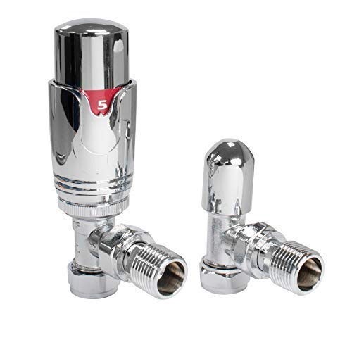 Adept Technology TRV c/w Lockshield and Modern Valves Head Kit (15mm x 1/2) Choice of Colours and Sizes (Angled, Chrome)