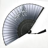 Handfächer, Handfächer, Blumenmuster, Stoff, Faltfächer, stilvoller Tanzfächer, Bastelfächer im Vintage-Stil for Party, Hochzeit, Heimdekoration for Männer und Frauen