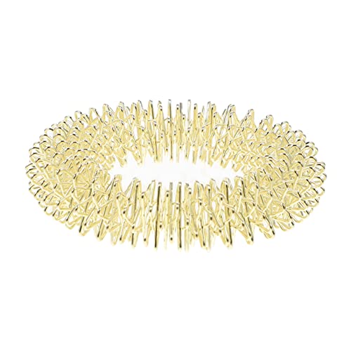 NOLITOY Masajeadores De Acupresión Anillos De Acupresion Para Los Dedos Pulsera De Masaje De Acupresión Eventos Puntiagudo Acollador De Moda Herramienta De Masaje De Dedos Metal Golden
