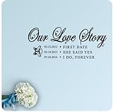 Personalized Wedding Date Name Engagement Our Love Story Wall Decal Sticker Art Mural Nice Bride Love Decoration Decor Custom