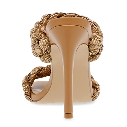 FSJ Women Sexy Two Strappy Weave Square Open Toe Stiletto High Heel Mules Slip On Summer Party Dress Slide Sandal Shoes Size 4-15 US 5