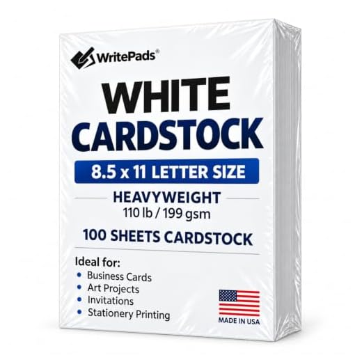 Cardstock 8.5 x 11”, 110LB Index/199GSM Heavyweight Card Stock, 100 Sheets, Thick Cardstock Printer Paper for Copy, Printing, Art Projects, Invitations, Made In USA