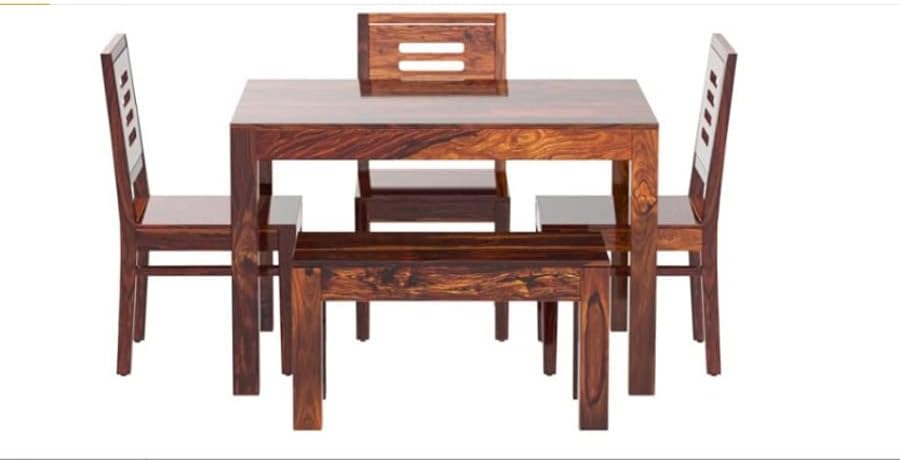 Krafting Kustoms Wooden Solid Sheesham Wood Dining Table 4 Seater ...