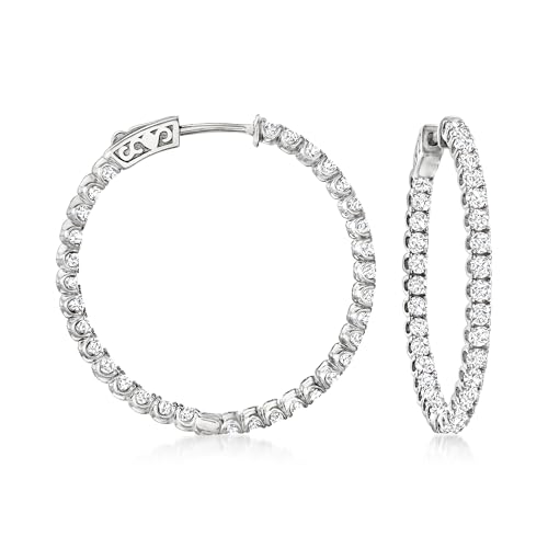Ross-Simons 3.30 ct. t.w. CZ Inside-Outside Hoop Earrings in Sterling Silver