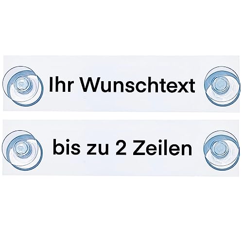 Hinweis Schild Saugnapfschild Wunschtext Gravur Weiß Kunststoff 200x50mm (IHR WUNSCHTEXT)