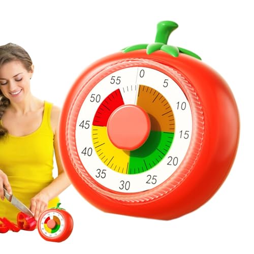 Samuliy Temporizador visual de cuenta regresiva para aula, temporizador mecánico de cuenta regresiva de 1 hora, diseño de frutas para niños, herramienta de enseñanza para aula con alarma para