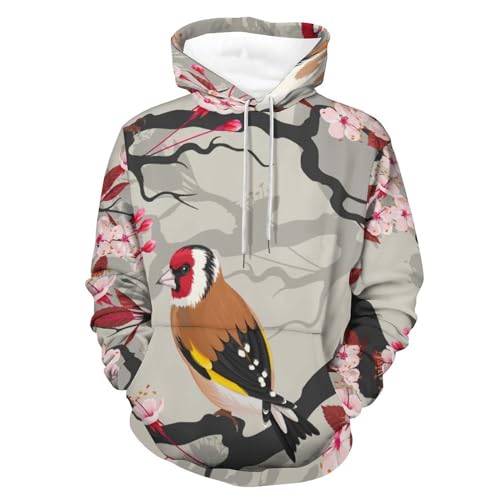Sweats à Capuche Manche Longue Hoody UMENG Pull Homme Femme Oiseau Fleur De Pêcher