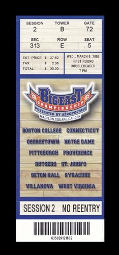 2005 Big East Men Basketball Tournament Ticket 3/9/05 MSG 27680