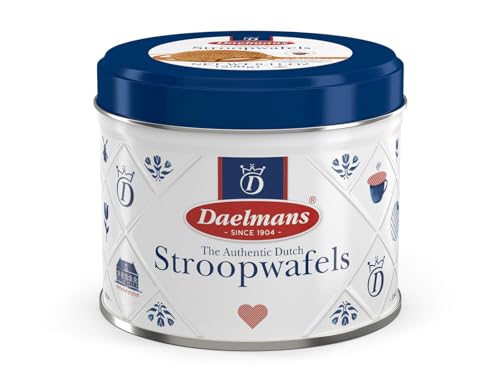 Daelmans Stroopwafels Gift Tin 8 Dutch Caramel Waffles (230g) Classic Coffee Snack