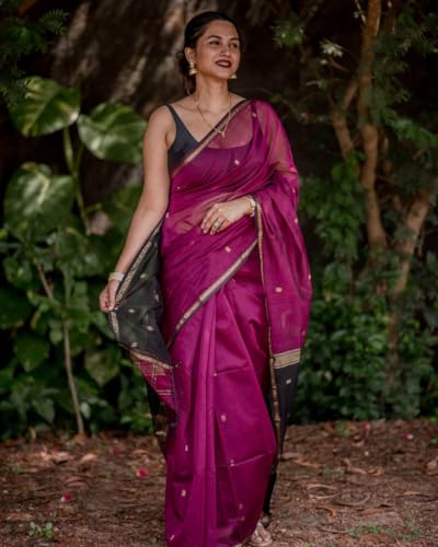 Image of Women's Banarasi Style Pure Kanjivaram Silk Jacquard Kanchipuram Pattu Saree With Un-Stiched Blouse (Maroon)