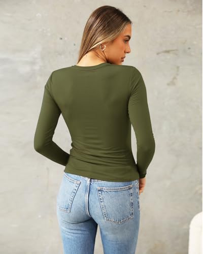 Image of Abardsion Women's Slim Lightweigh Long Sleeve T Shirts | Fall Clothes 2026 Casual Basic Crewneck Going Out Crop Tops Y2K