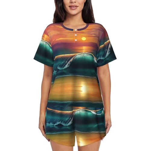 Pyjama femme short et haut doux anti-transpiration avec poches pour un sommeil réparateur