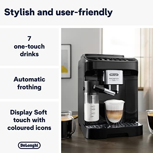 De'Longhi Magnifica Evo, Bean to Cup Coffee and Cappuccino Maker, 1450 watts, 250g bean container, 1.8L water container, ECAM292.81.B, Plastic, Black - Image 3