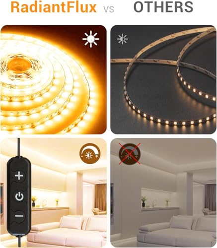 Image of Small Led Strip Lights 10 ft Warm, Dimmable LED Lights Strip, 180 Leds, Super Bright LED Tape Rope Lights for Living Room, Bedroom, Kitchen, Vanity Mirror,Flexible Light Strips for Indoor Use