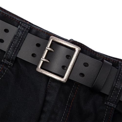 Men's Double-Needle Pin Buckle Belt Vintage Jeans Leather Belts For Daily Work Wear Casual Belts3