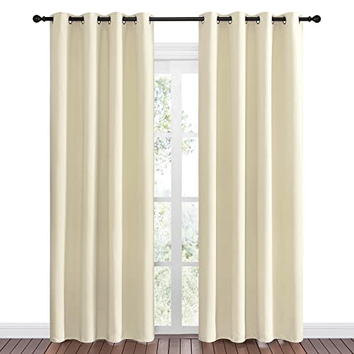 Image of NICETOWN Beige Room Darkening Curtains 86 inch Long for Boho Farmhouse Home Decoration, Window Treatment Total Privacy Drape Panels for Bedroom Living Room Guest Room (55 inch Wide, Set of 2)
