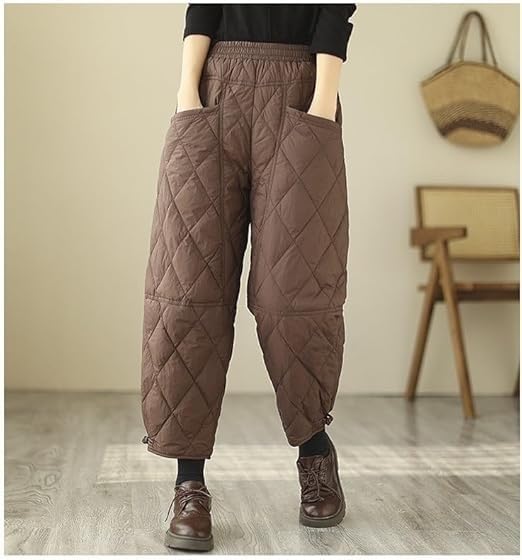 Damen-Daunenhose, Winter, Winddicht, Warm, Outdoor, Skihose Mit Taschen