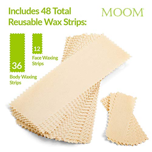 Moom Waxing Strips For Women Polycotton, Specially Engineered For Maximum Hair Removal – Perfect For Bikini, Leg, Eyebrow, Body & Face Wax (48 Count) 3 Pack #TOP3