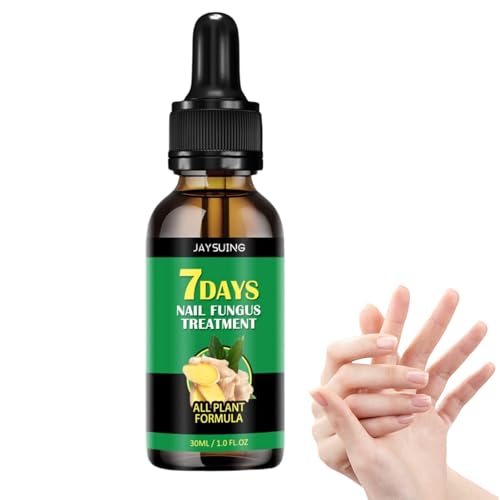 Tratamiento de hongos de uñas de 7 días, soporte de uñas de jengibre CUIDADO, 1 FL.OZ Multi-usose uñas de reparación de suero, para uñas finas, frágiles, peladas y agrietadas (1pcs)