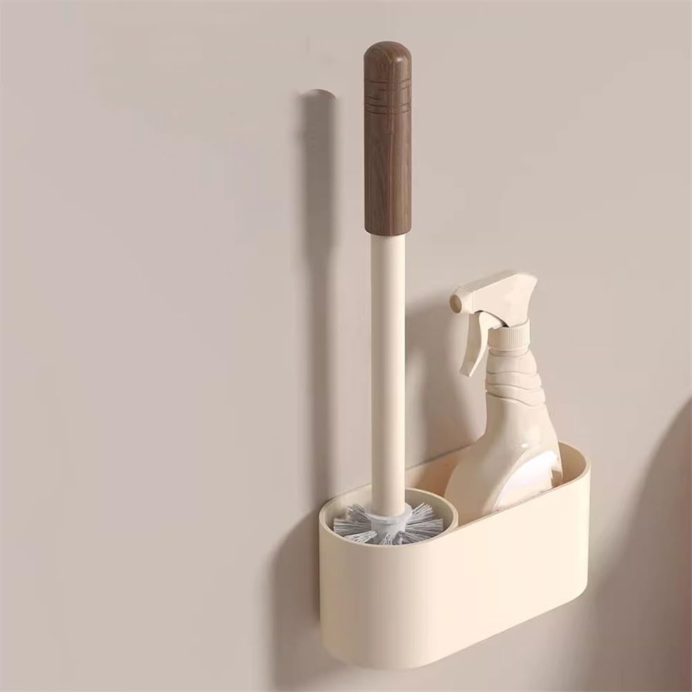 1 Juego de Escobilla de Baño, Estante for Escobilla de Baño, Cabezal de Cepillo Redondo, Juego de Portaescobillas de Baño, Kit de Cepillo de Baño de Plástico for Montaje en Pared o en el Suelo, Limpie