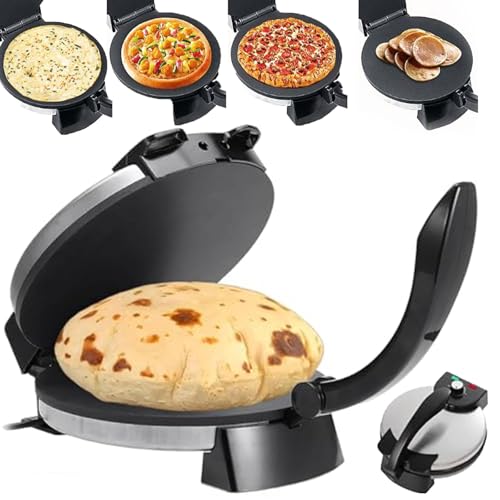 Automatyczna maszyna Roti Maker, elektryczna prasa Chapati 1800W z niepowłoką bez drążków i regulacją kontroli ciepła do naleśników, naleśników, chleba Pita i tortilli, łatwego czyszczenia i kompaktow