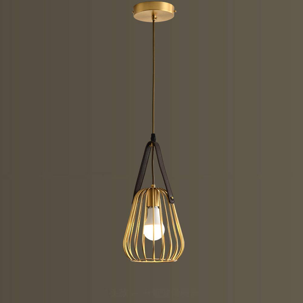 Lámpara colgante industrial vintage con jaula de metal negra para techo de salón