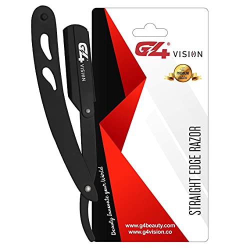 G4 Stainless Steel Straight Edge Barber Shaving Razor Blade For Close Shaving Men Replaceable Blades (Black) #TOP1